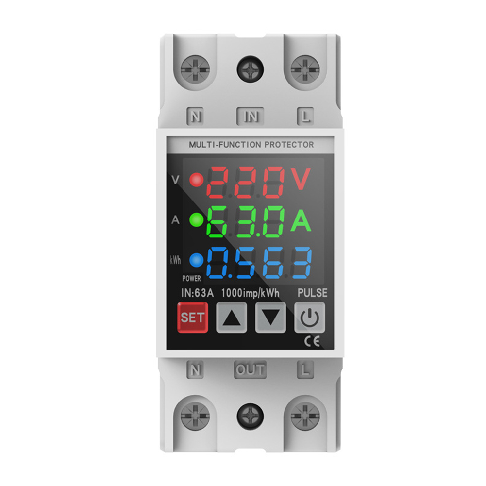 Din Rail Circuit Breaker - Pelindung Timer Pengukur Tegangan Digital Tiga